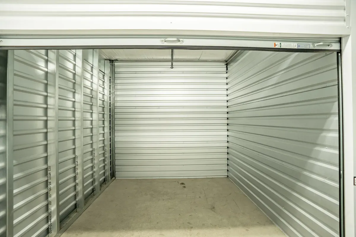 Interior of storage unit at U-Stor-It self storage facility.