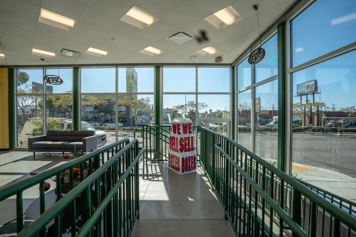 Interior of self storage facility, view of office.